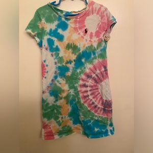Polo Ralph Lauren Girls Multicolor Tie Dye T-shirt Dress Sz S 7Small Pony Spring